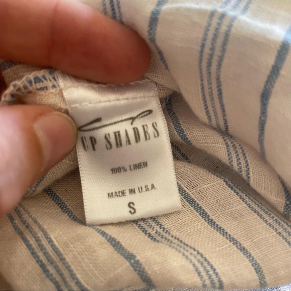 CP shades 100% Linen Blue Striped Tunic Small - Picture 11 of 12